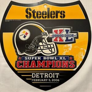 Pittsburg Steelers Super Bowl XL Champion Detroit 2006 Shield Wall Sign NFL Rico